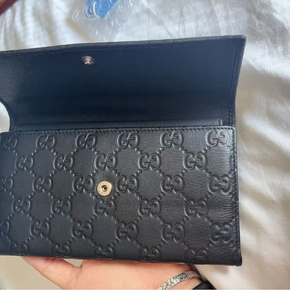 Authentic GUCCI Trifold Wallet GG Leather Black - Picture 10 of 12